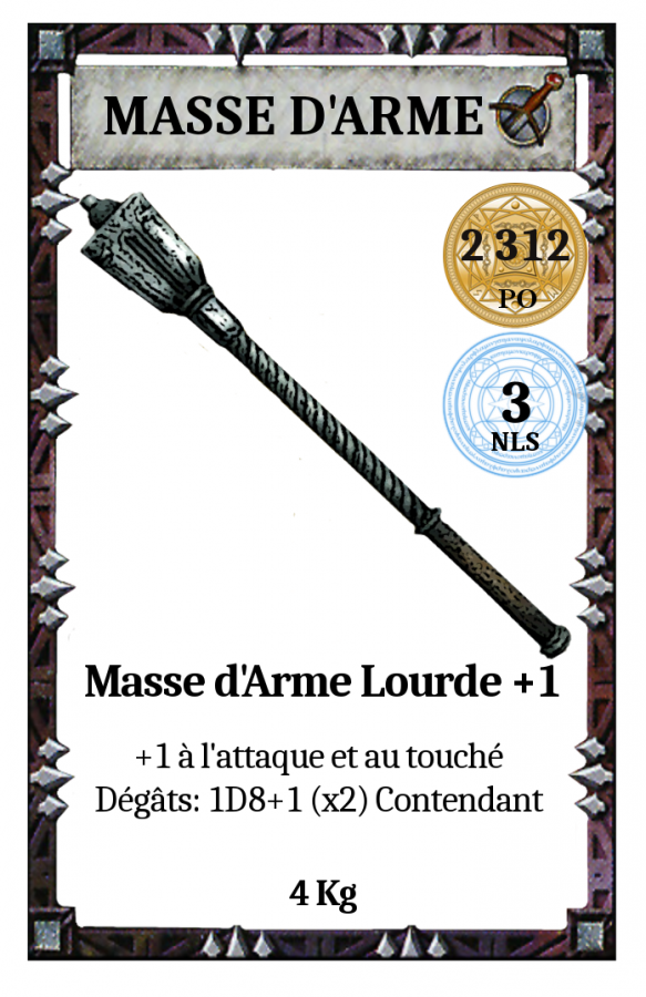 Arme - Masse d&#039;Arme +1